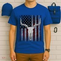 Bull Skull American Flag Cow Skull Western Graphic Wild West Great Gift T-Shirt thumb 6