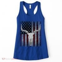 Bull Skull American Flag Cow Skull Western Graphic Wild West Great Gift Women's Tank Top thumb 0