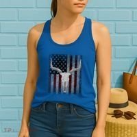 Bull Skull American Flag Cow Skull Western Graphic Wild West Great Gift Women's Tank Top thumb 2