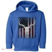 Bull Skull American Flag Cow Skull Western Graphic Wild West Great Gift Toddler Hoodie thumb 0