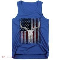 Bull Skull American Flag Cow Skull Western Graphic Wild West Great Gift Tank Top thumb 0