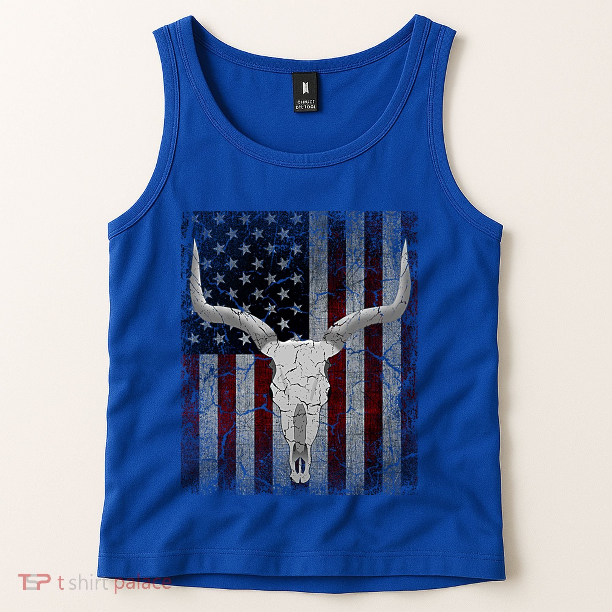 Bull Skull American Flag Cow Skull Western Graphic Wild West Great Gift Tank Top