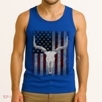 Bull Skull American Flag Cow Skull Western Graphic Wild West Great Gift Tank Top thumb 3