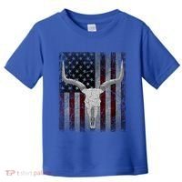 Bull Skull American Flag Cow Skull Western Graphic Wild West Great Gift Toddler T-Shirt thumb 0