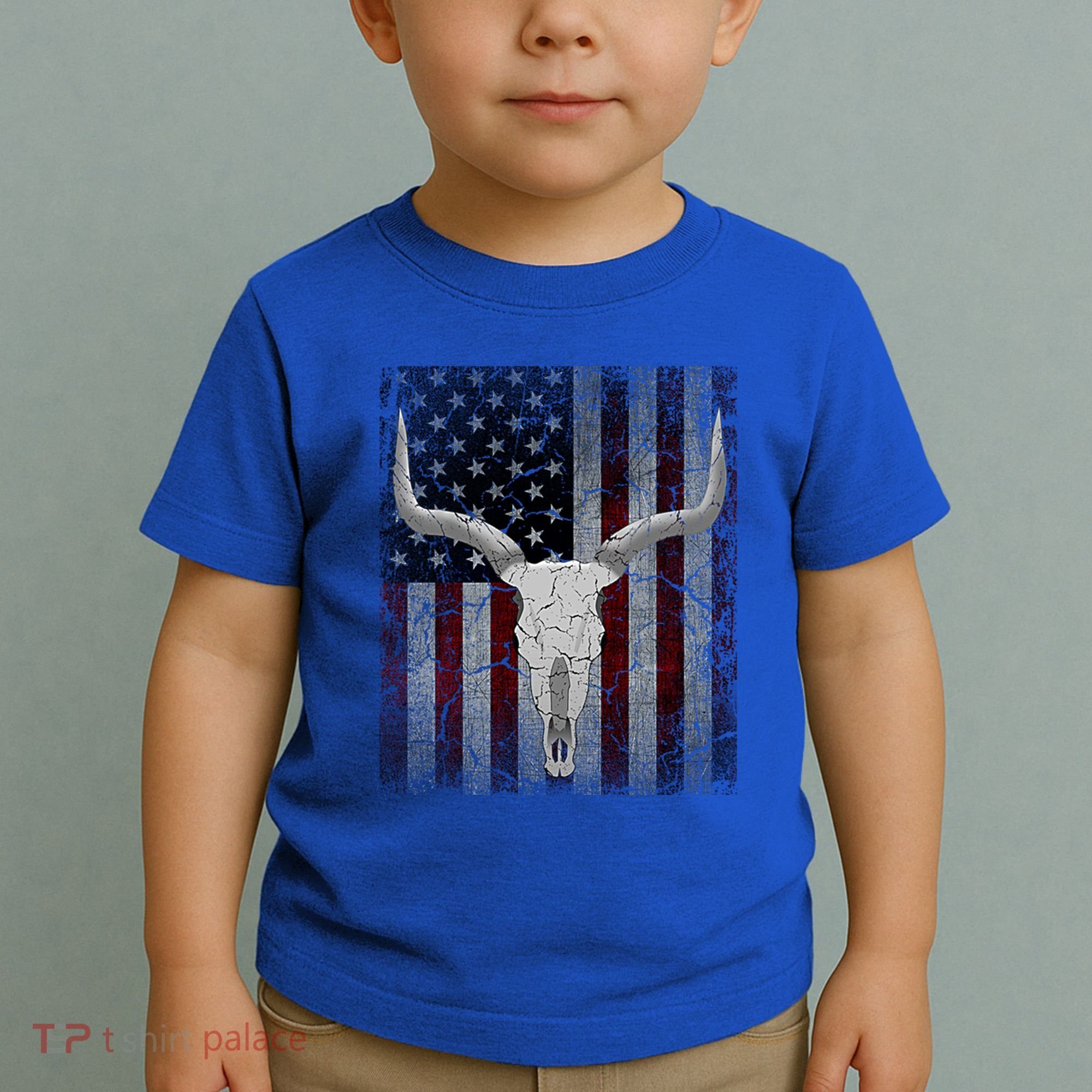 Bull Skull American Flag Cow Skull Western Graphic Wild West Great Gift Toddler T-Shirt