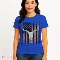 Bull Skull American Flag Cow Skull Western Graphic Wild West Great Gift Women's T-Shirt thumb 4