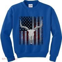 Bull Skull American Flag Cow Skull Western Graphic Wild West Great Gift Kids Sweatshirt thumb 0