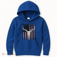 Bull Skull American Flag Cow Skull Western Graphic Wild West Great Gift Kids Hoodie thumb 0