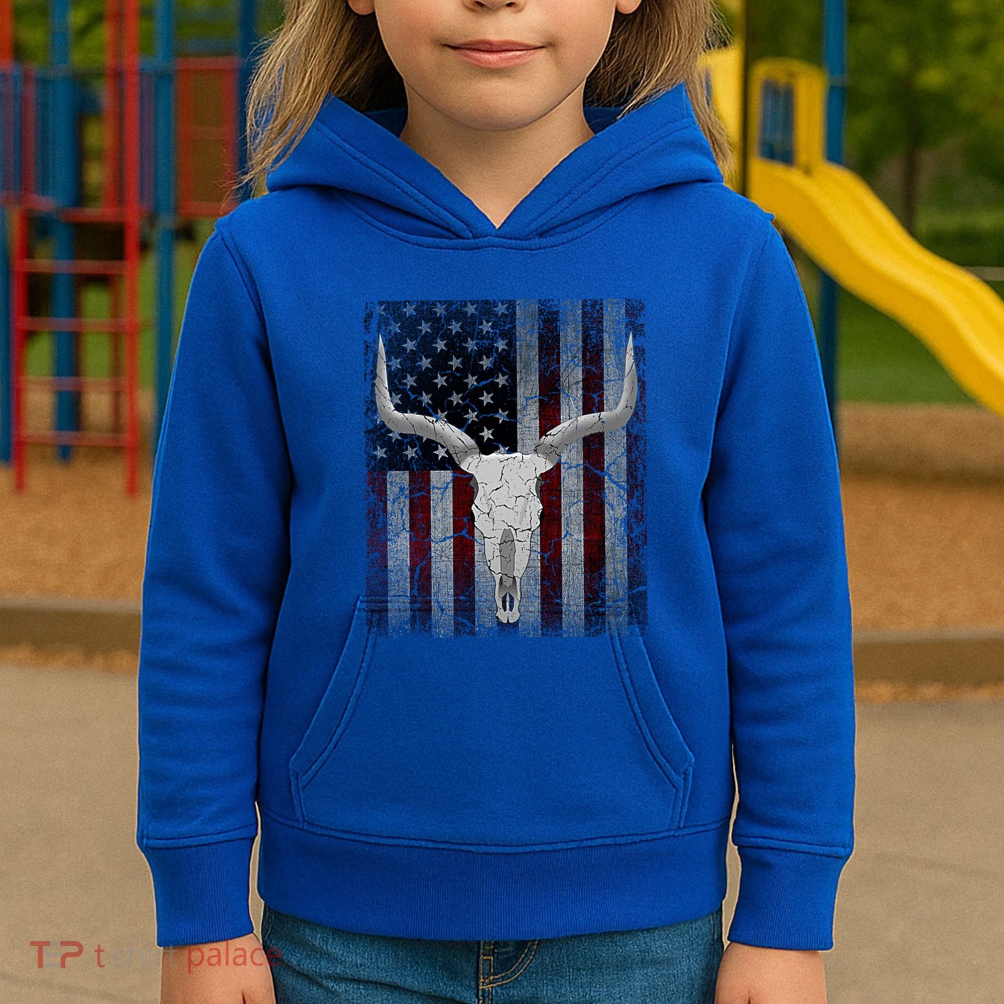 Bull Skull American Flag Cow Skull Western Graphic Wild West Great Gift Kids Hoodie