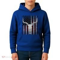 Bull Skull American Flag Cow Skull Western Graphic Wild West Great Gift Kids Hoodie thumb 4