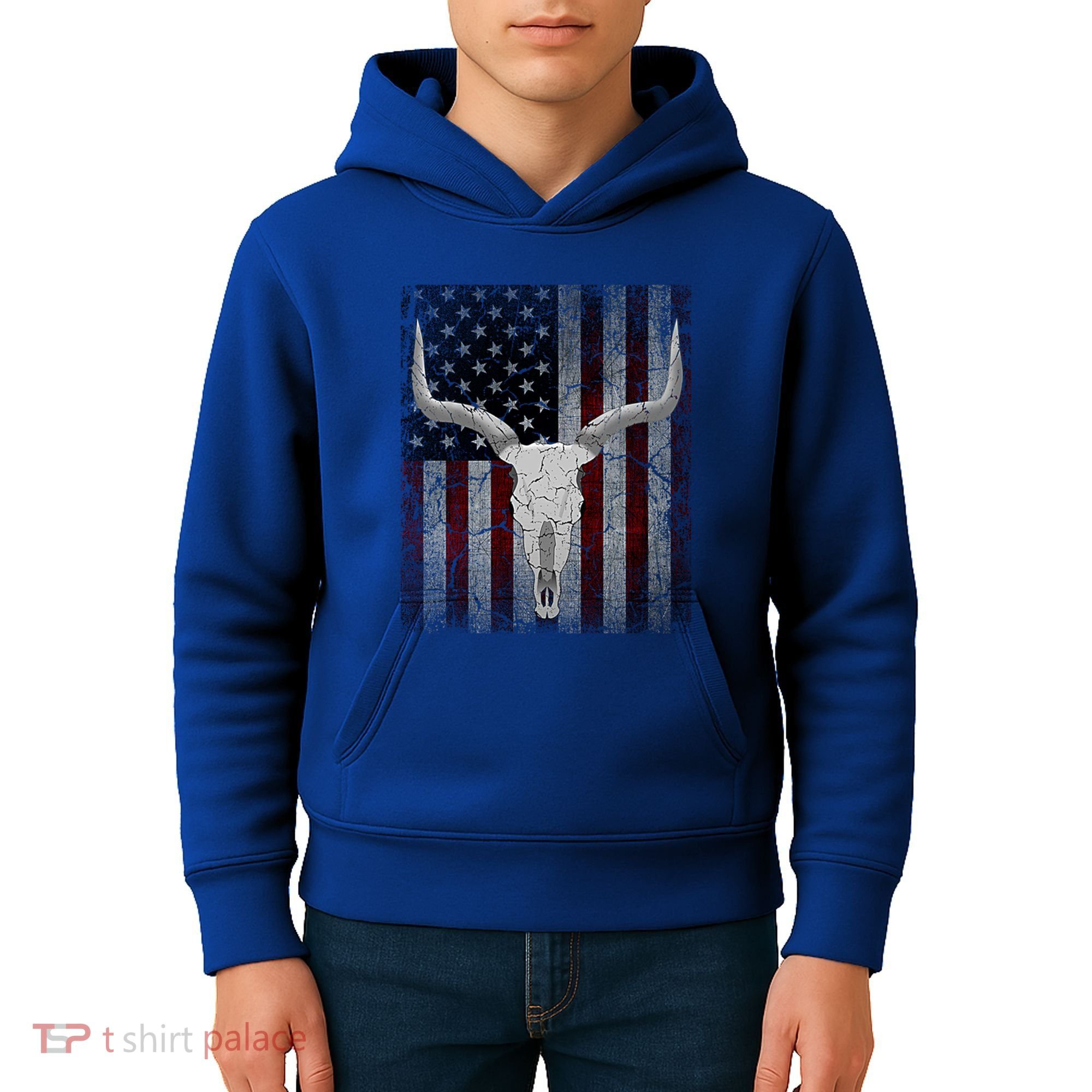 Bull Skull American Flag Cow Skull Western Graphic Wild West Great Gift Kids Hoodie