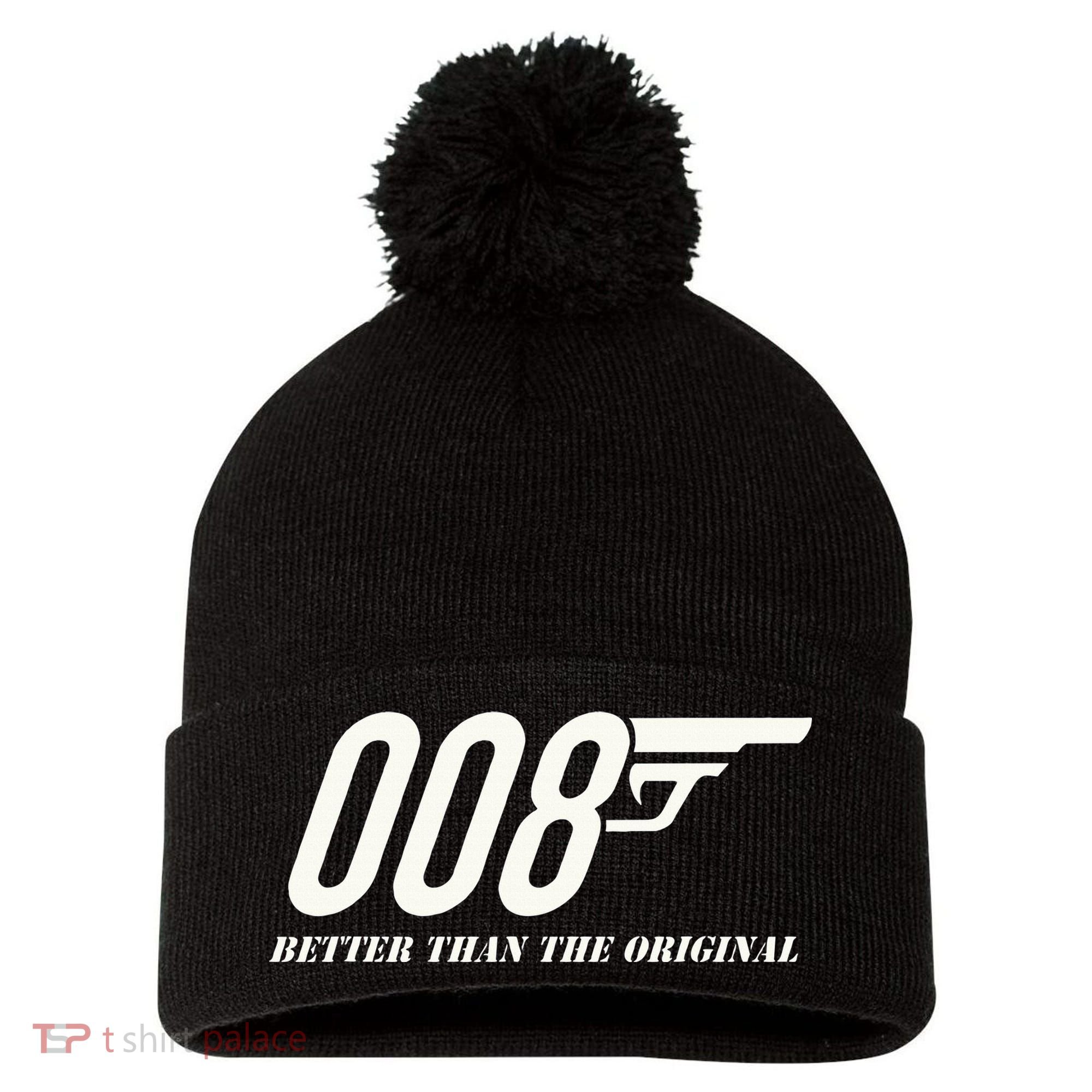 British Secret Agent 007 + 1 Better Than The Original Pom Pom 12in Knit Beanie