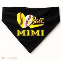 Baseball Softball Ball Heart Mimi Mother's Day USA-Made Doggie Bandana thumb 0