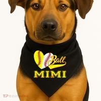 Baseball Softball Ball Heart Mimi Mother's Day USA-Made Doggie Bandana thumb 1