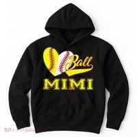 Baseball Softball Ball Heart Mimi Mother's Day Hoodie thumb 0