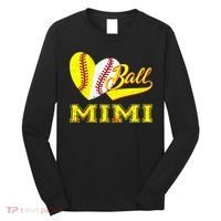Baseball Softball Ball Heart Mimi Mother's Day Long Sleeve Shirt thumb 0