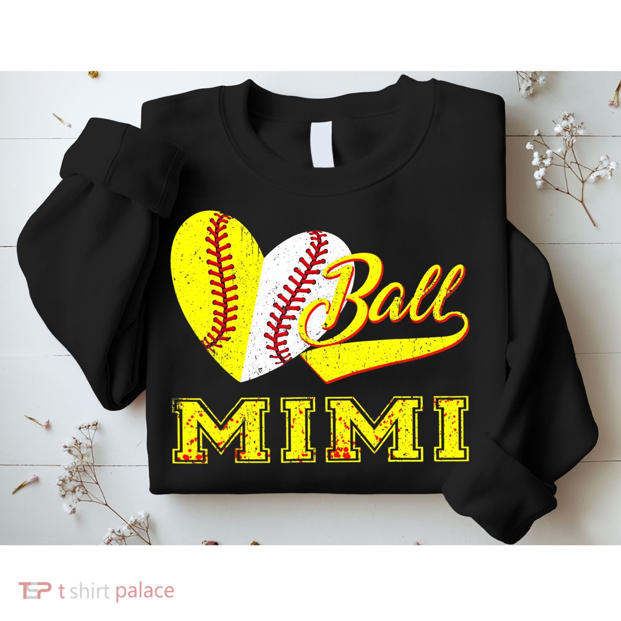 Baseball Softball Ball Heart Mimi Mother's Day Sweatshirt