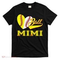 Baseball Softball Ball Heart Mimi Mother's Day T-Shirt thumb 0