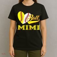 Baseball Softball Ball Heart Mimi Mother's Day T-Shirt thumb 4