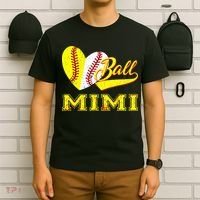 Baseball Softball Ball Heart Mimi Mother's Day T-Shirt thumb 6
