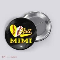 Baseball Softball Ball Heart Mimi Mother's Day Button thumb 0