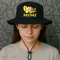 Baseball Softball Ball Heart Mimi Mother's Day Bucket Hat thumb 3