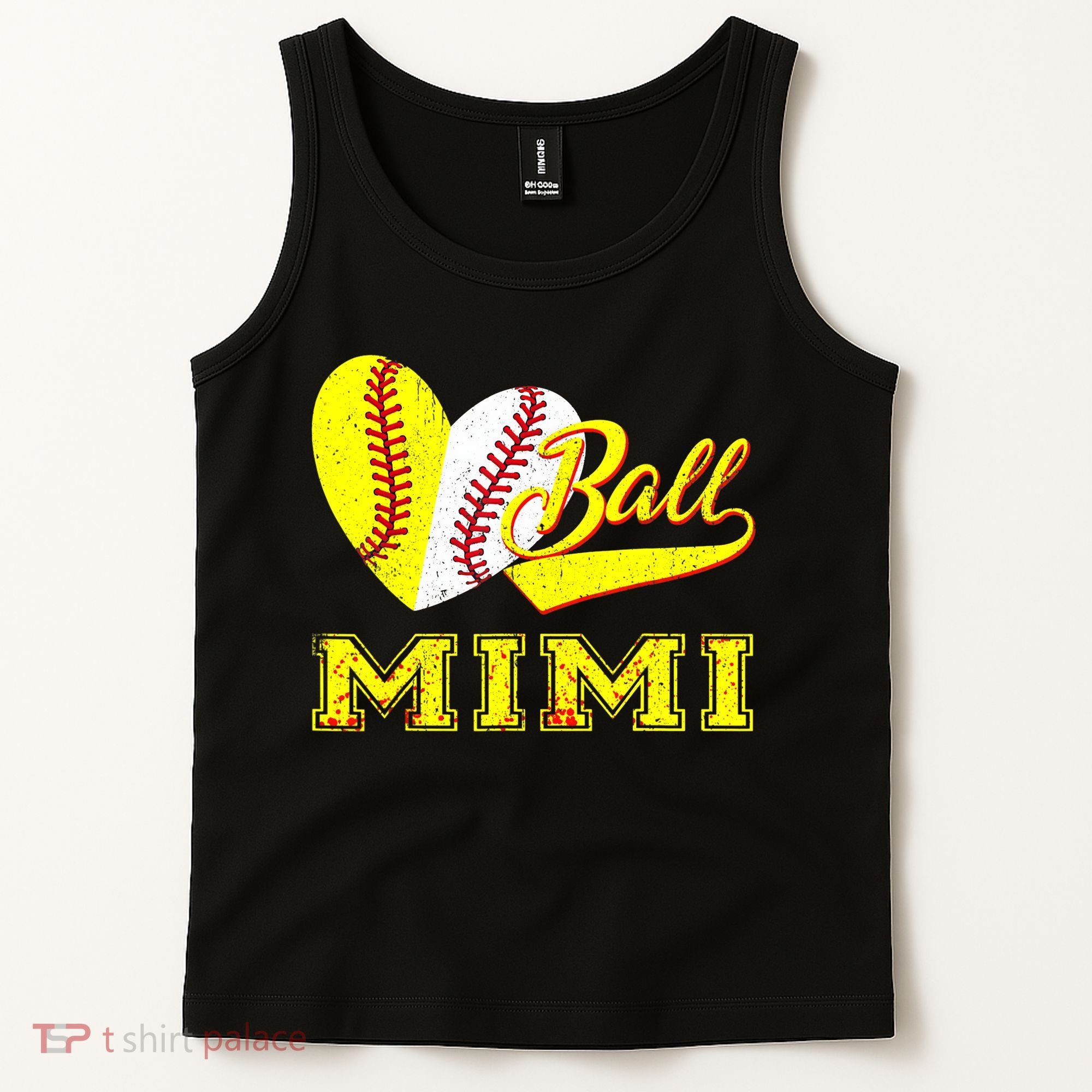 Baseball Softball Ball Heart Mimi Mother's Day Tank Top