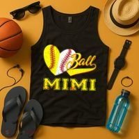 Baseball Softball Ball Heart Mimi Mother's Day Tank Top thumb 4