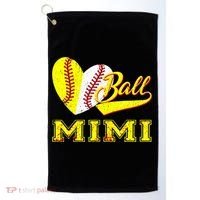 Baseball Softball Ball Heart Mimi Mother's Day Golf Towel thumb 0