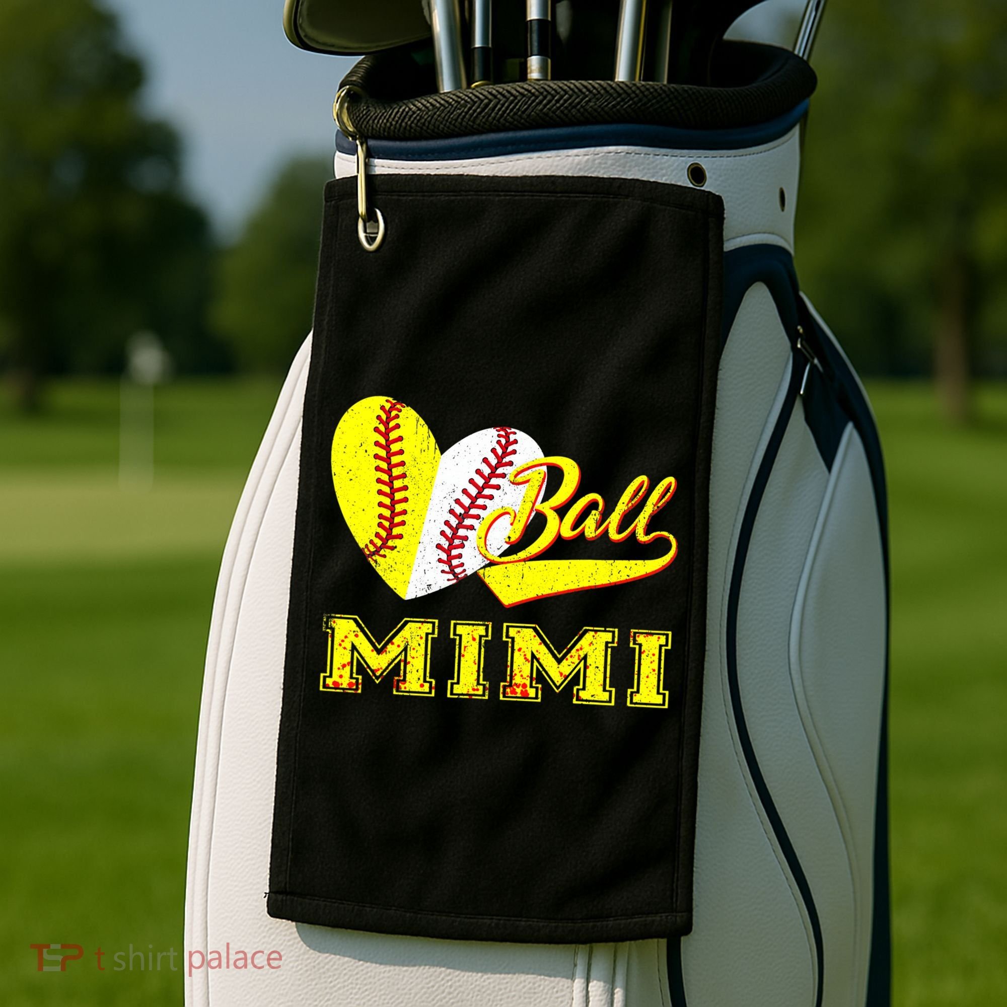 Baseball Softball Ball Heart Mimi Mother's Day Golf Towel