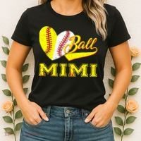 Baseball Softball Ball Heart Mimi Mother's Day Women's T-Shirt thumb 2