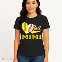Baseball Softball Ball Heart Mimi Mother's Day Women's T-Shirt thumb 4