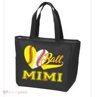 Baseball Softball Ball Heart Mimi Mother's Day Tote Bag thumb 3