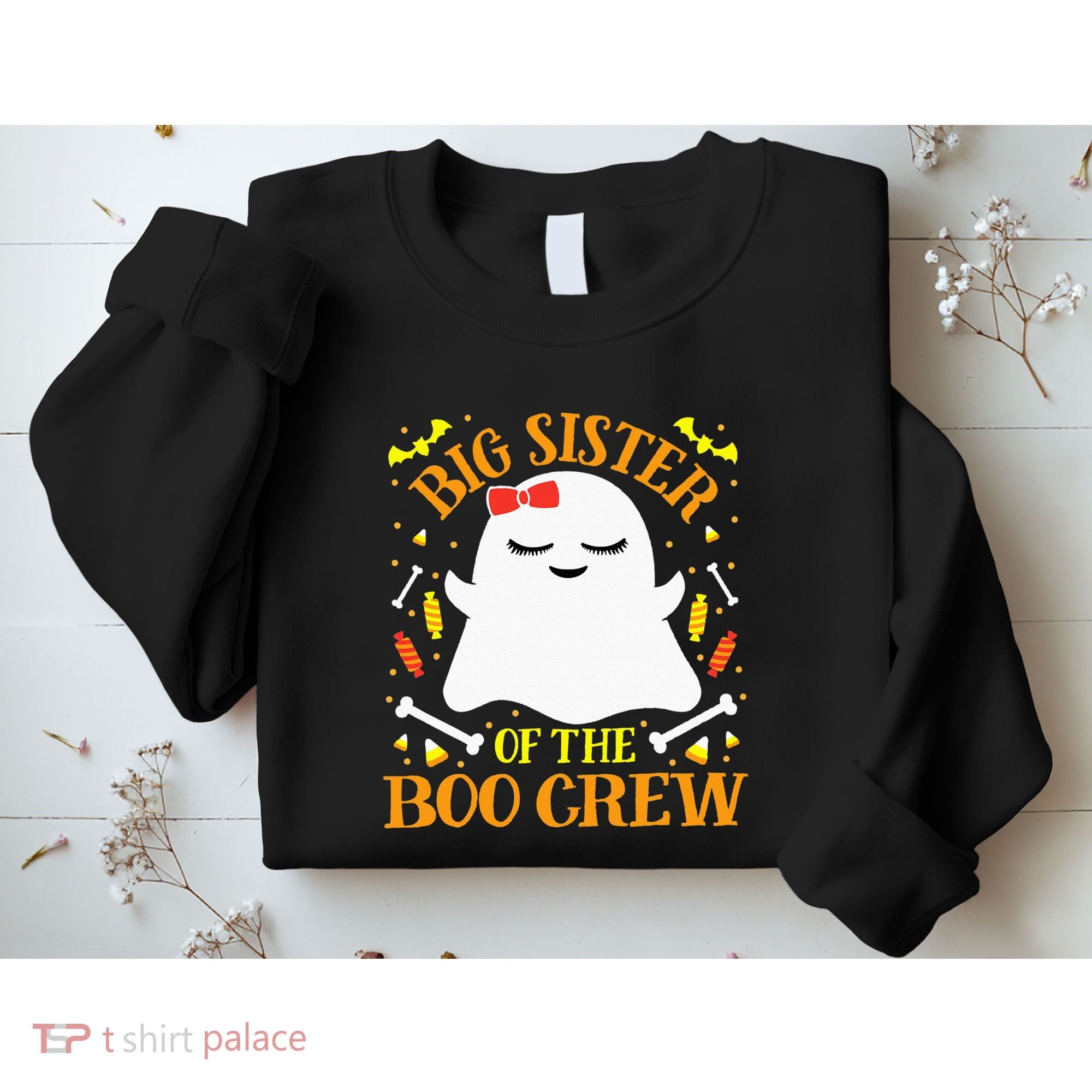 Big Sister Boo Crew Ghost Matching Family Halloween Sweatshirt