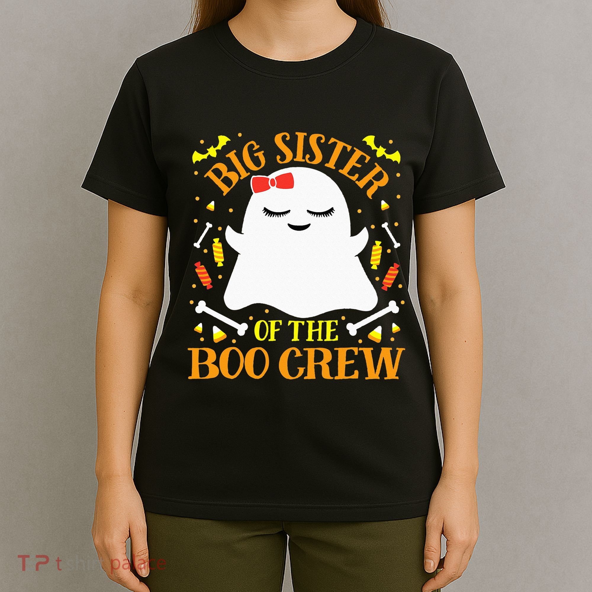 Big Sister Boo Crew Ghost Matching Family Halloween T-Shirt