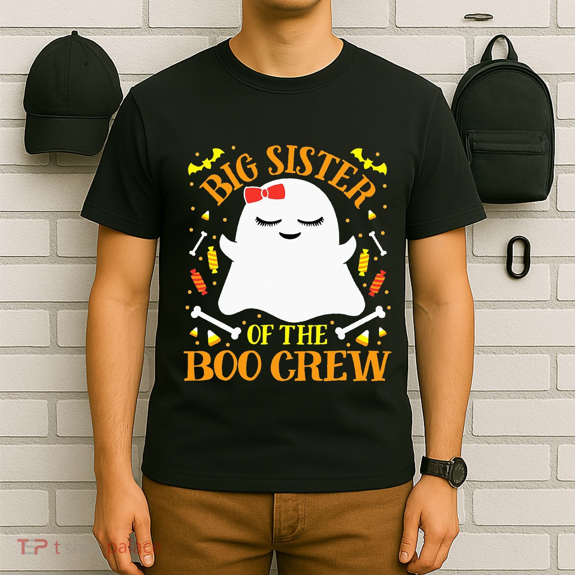 Big Sister Boo Crew Ghost Matching Family Halloween T-Shirt