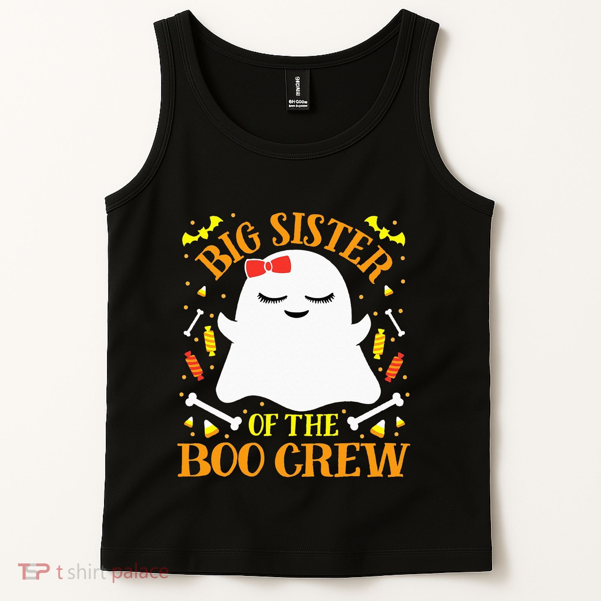 Big Sister Boo Crew Ghost Matching Family Halloween Tank Top