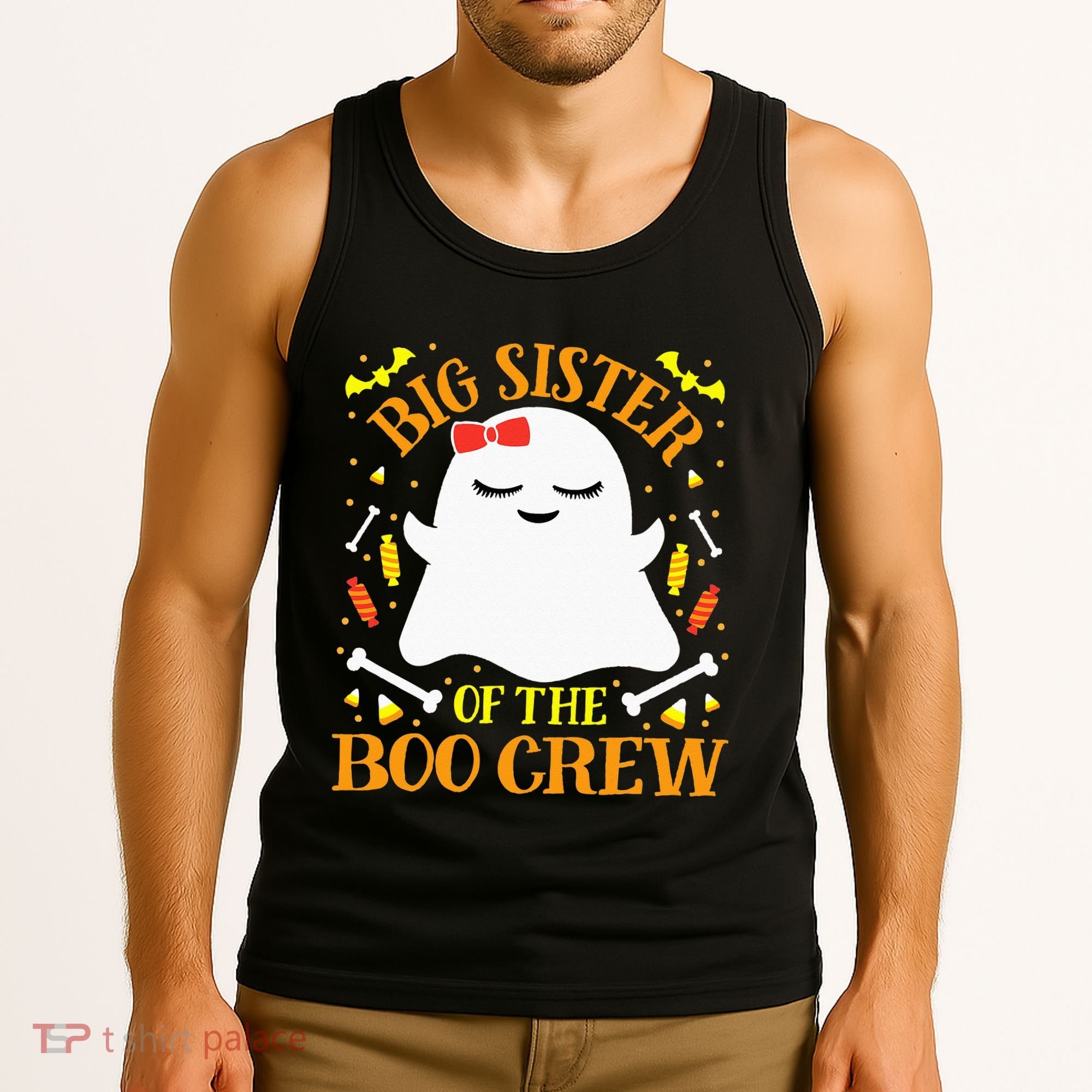 Big Sister Boo Crew Ghost Matching Family Halloween Tank Top