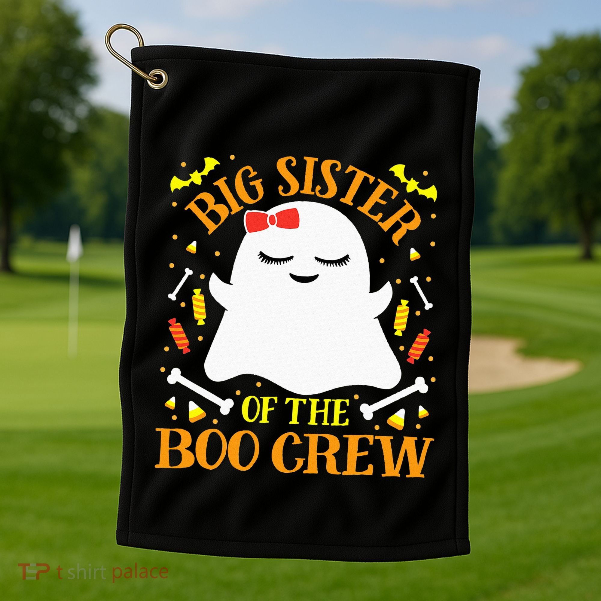 Big Sister Boo Crew Ghost Matching Family Halloween Golf Towel