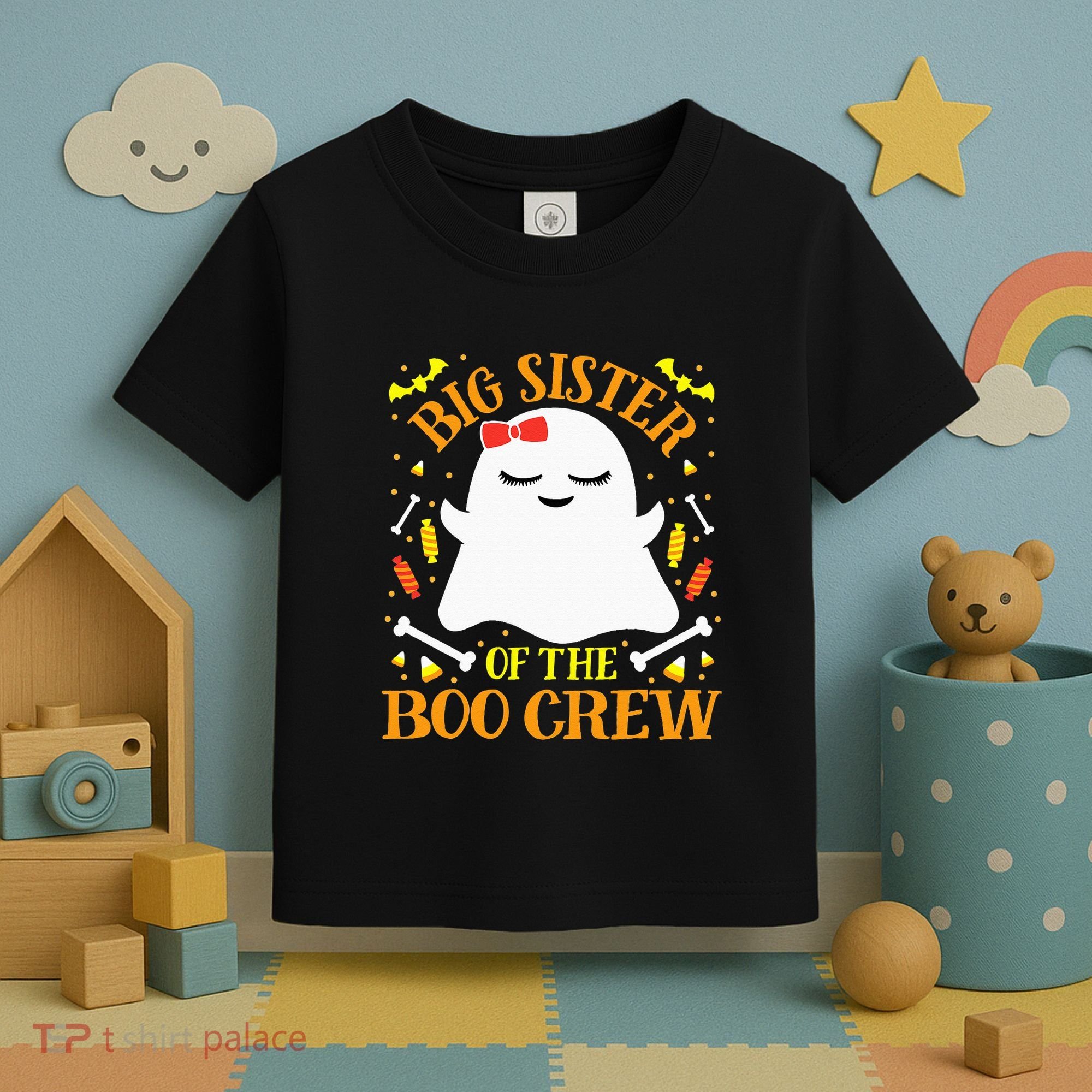 Big Sister Boo Crew Ghost Matching Family Halloween Toddler T-Shirt