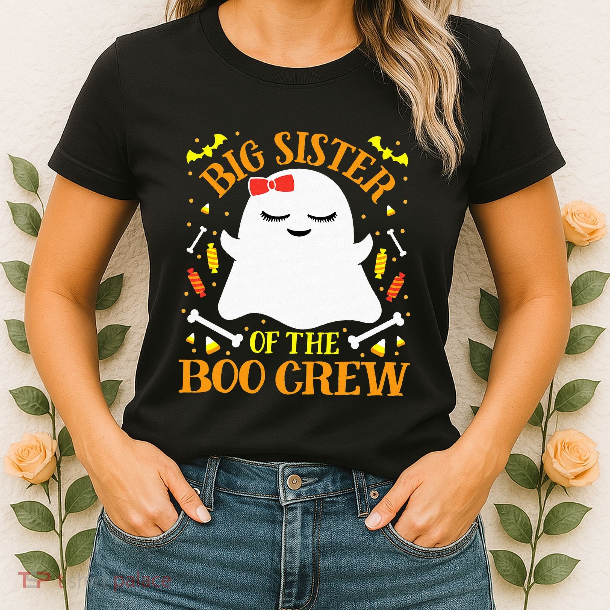 Big Sister Boo Crew Ghost Matching Family Halloween Women's T-Shirt