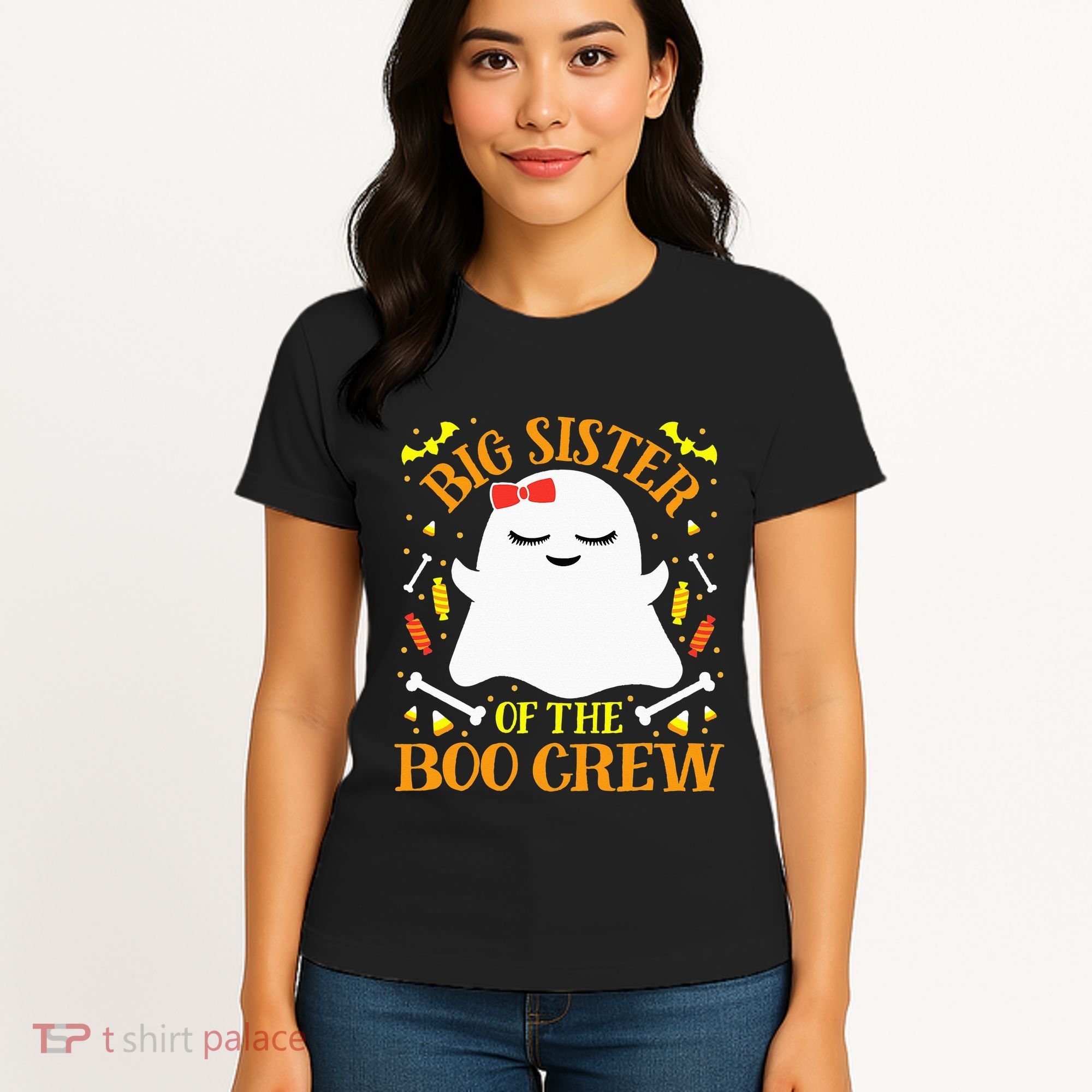 Big Sister Boo Crew Ghost Matching Family Halloween Women's T-Shirt
