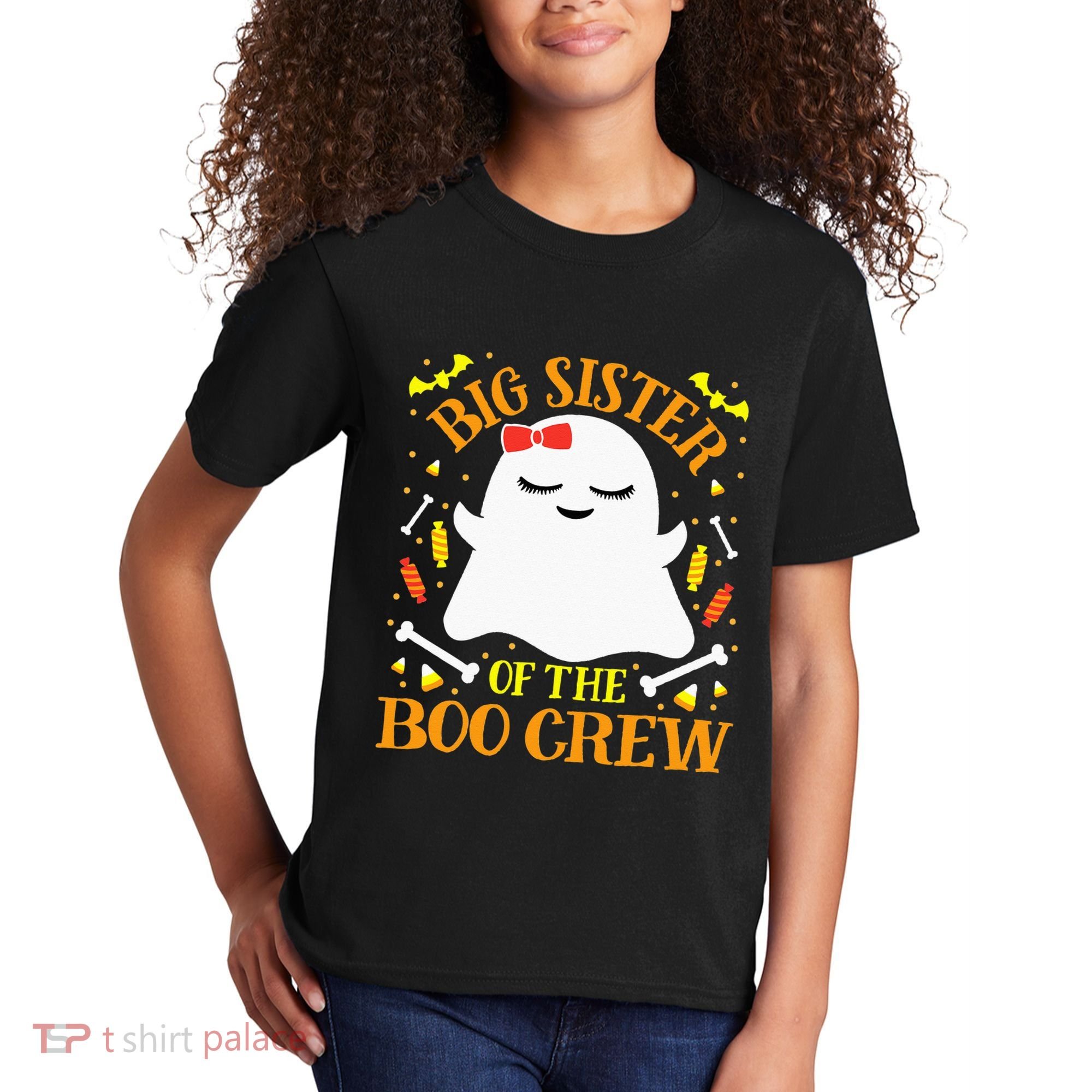Big Sister Boo Crew Ghost Matching Family Halloween Kids T-Shirt