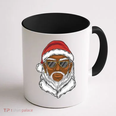 Black Santa Coffee Mug back