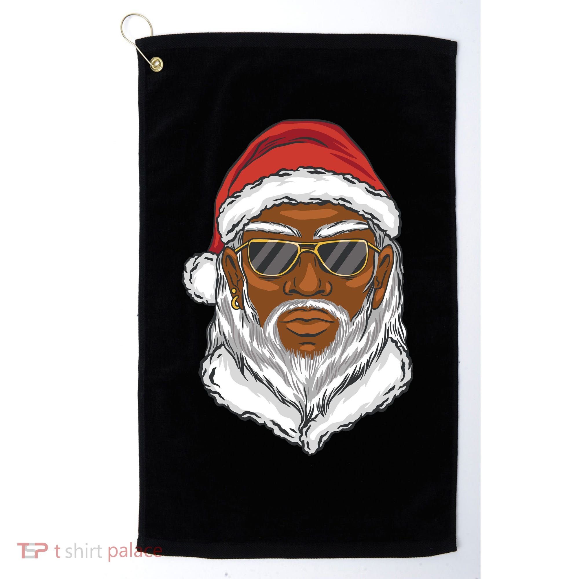 Black Santa Golf Towel