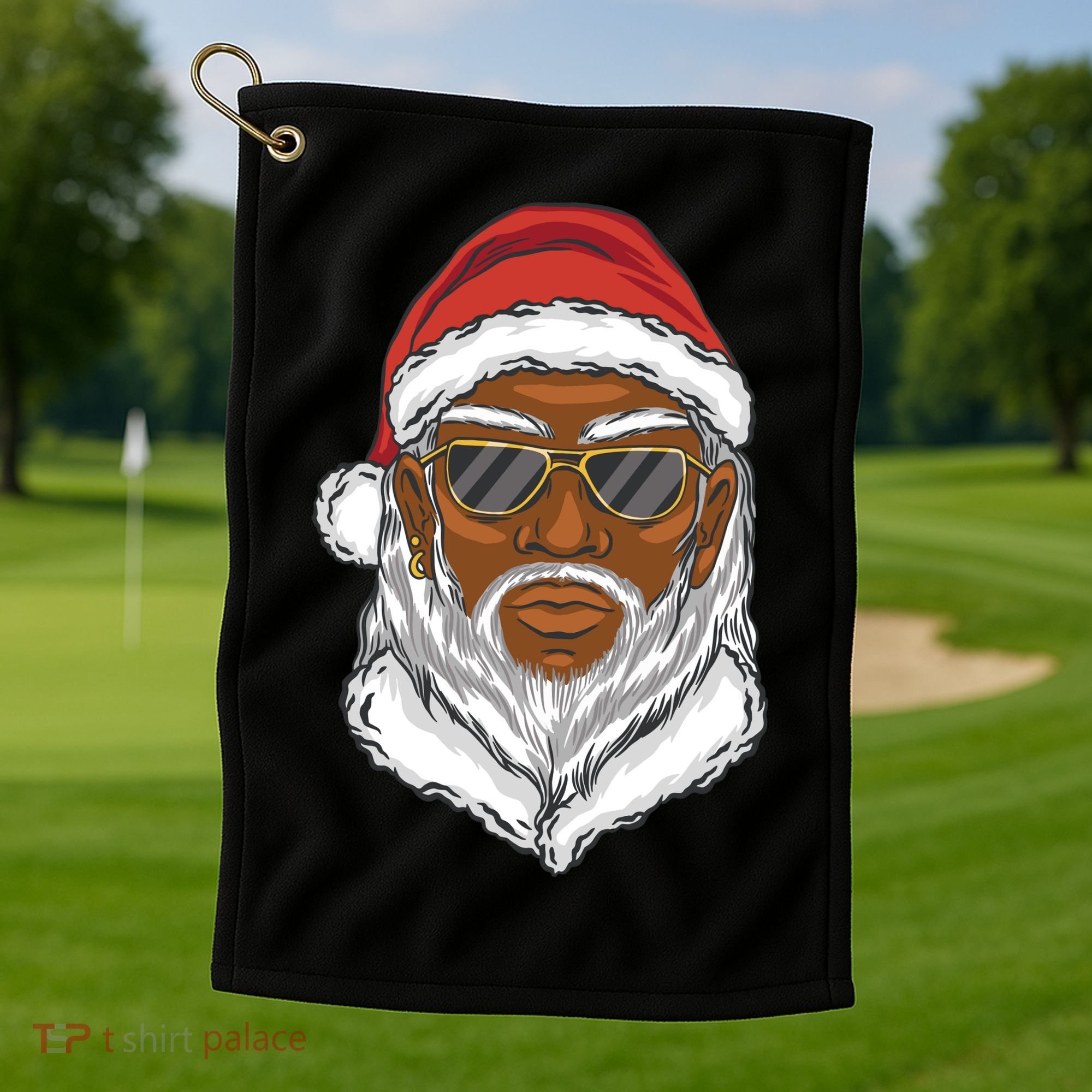 Black Santa Golf Towel