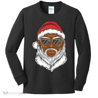 Black Santa Kids Long Sleeve Shirt