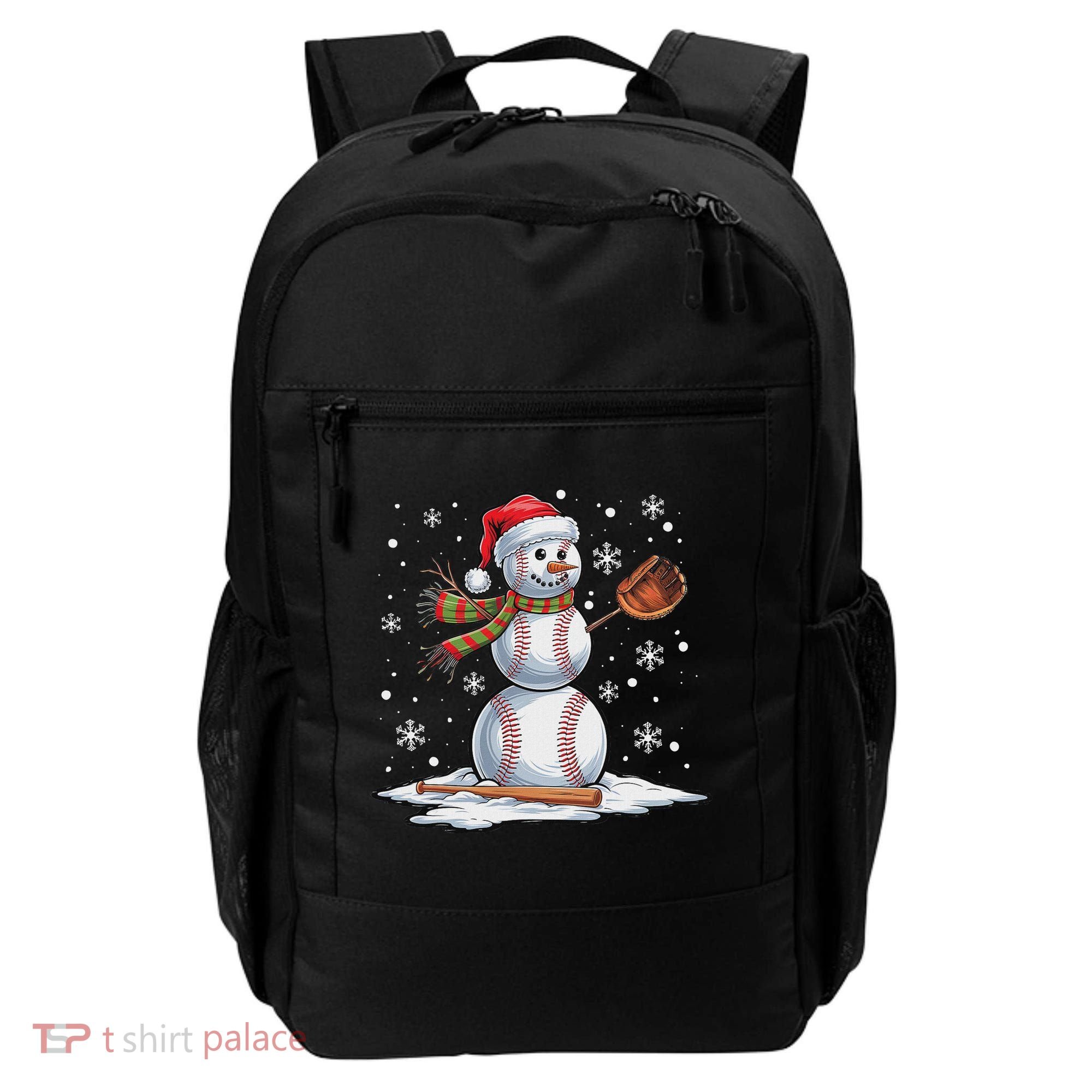 Baseball Snowman Baseball Player Santa Hat Christmas Funny Backpack