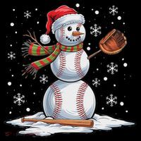 Baseball Snowman Baseball Player Santa Hat Christmas Funny Women's Hoodie thumb 2