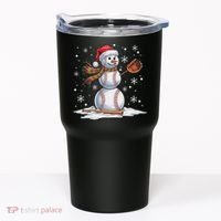 Baseball Snowman Baseball Player Santa Hat Christmas Funny Tumbler thumb 0
